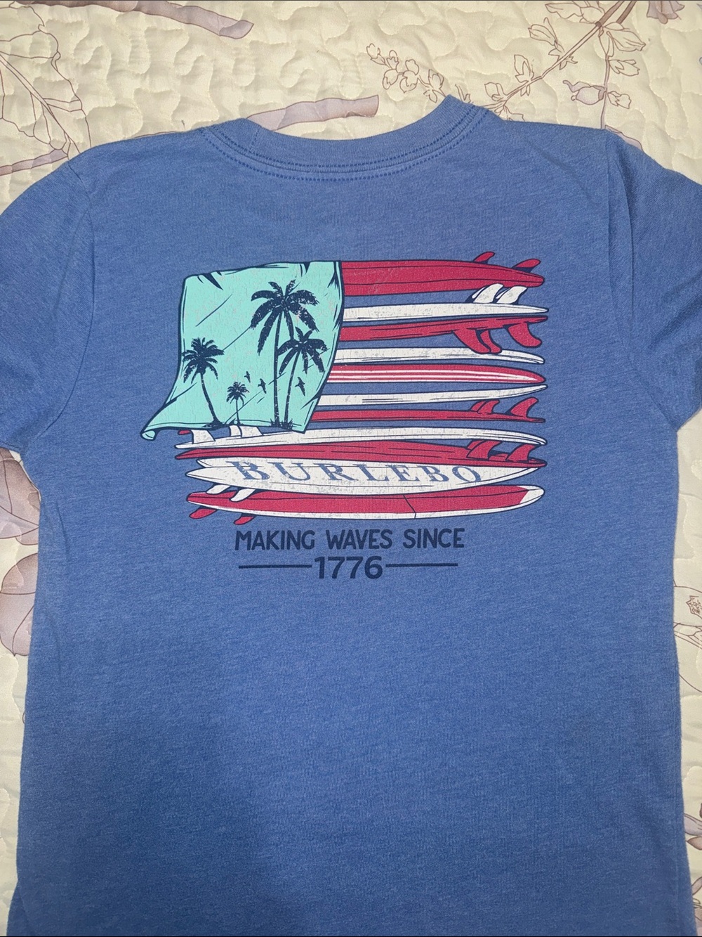 BURLEBO Blue Tee with Red Accent Logo - Picture 3 of 3